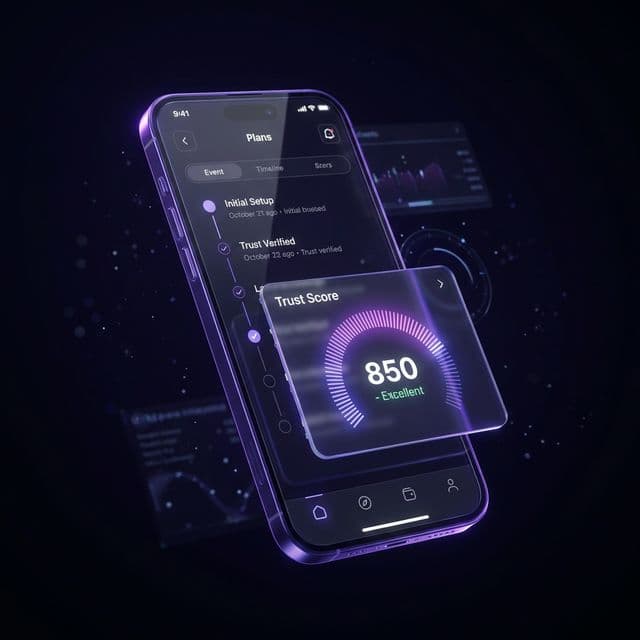 TrustDate App Interface - Plans & Trust Score